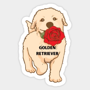 golden retriever dog illustration Sticker